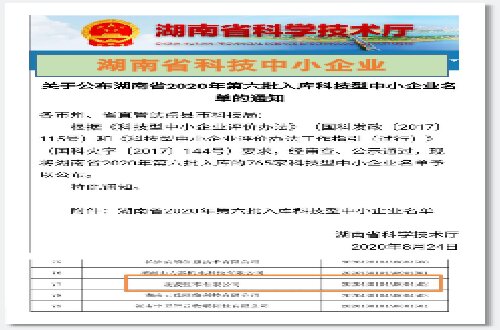 湖南省2020年科技型中小企业